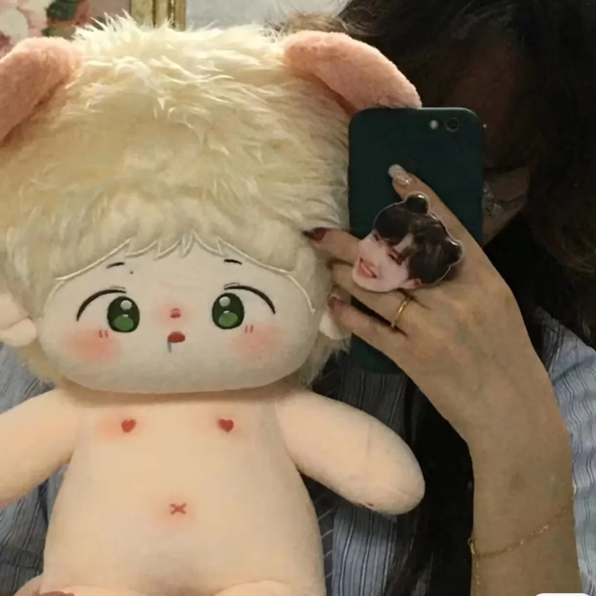 Wang Yibo, a 40CM cotton doll with detachable ears, is a naked doll without clothes The attributes of the white peony