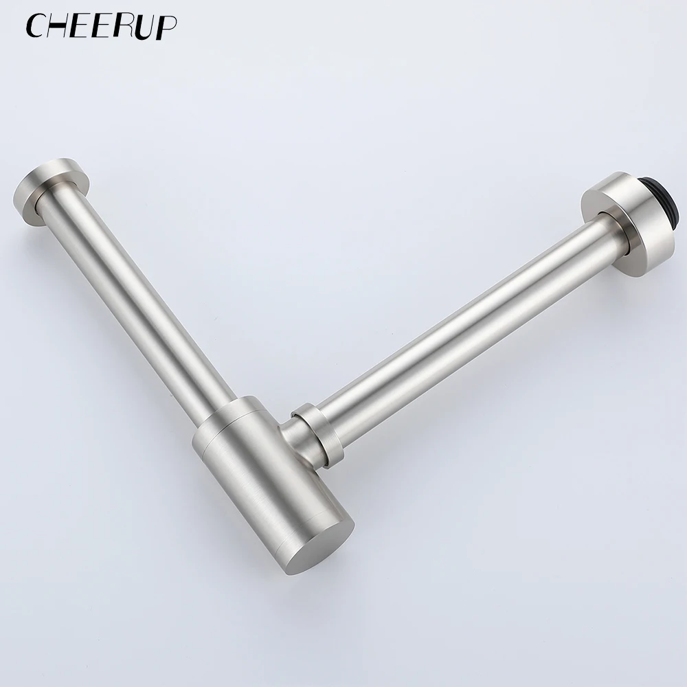 Basin Drain Siphon Bathroom Sink Plumbing P-Trap Modern Pop Up Filter Fixture Stopper Set Brushed Nicke Washbasin Hose Accessory