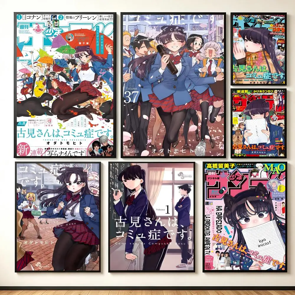Comedy Anime K-Komi Cant Communicate Poster Lightweight Self‑Adhesive PP Wall Decal for Study Living Room Bedroom Decor Gift
