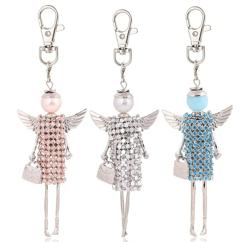 Keychains Cute Doll Car Bag Pendant For Women Handmade Wing Angel Key Chain Gift Christmas Jewelry Wholesale