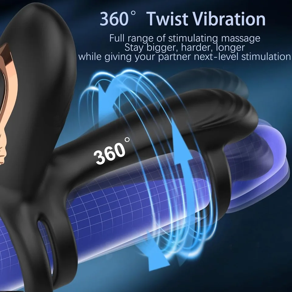 Silicone Delay Ejaculation Ring Male Wearable Prostate Massager Electric Locking Sperm Vibrating Penis Ring Toy Men