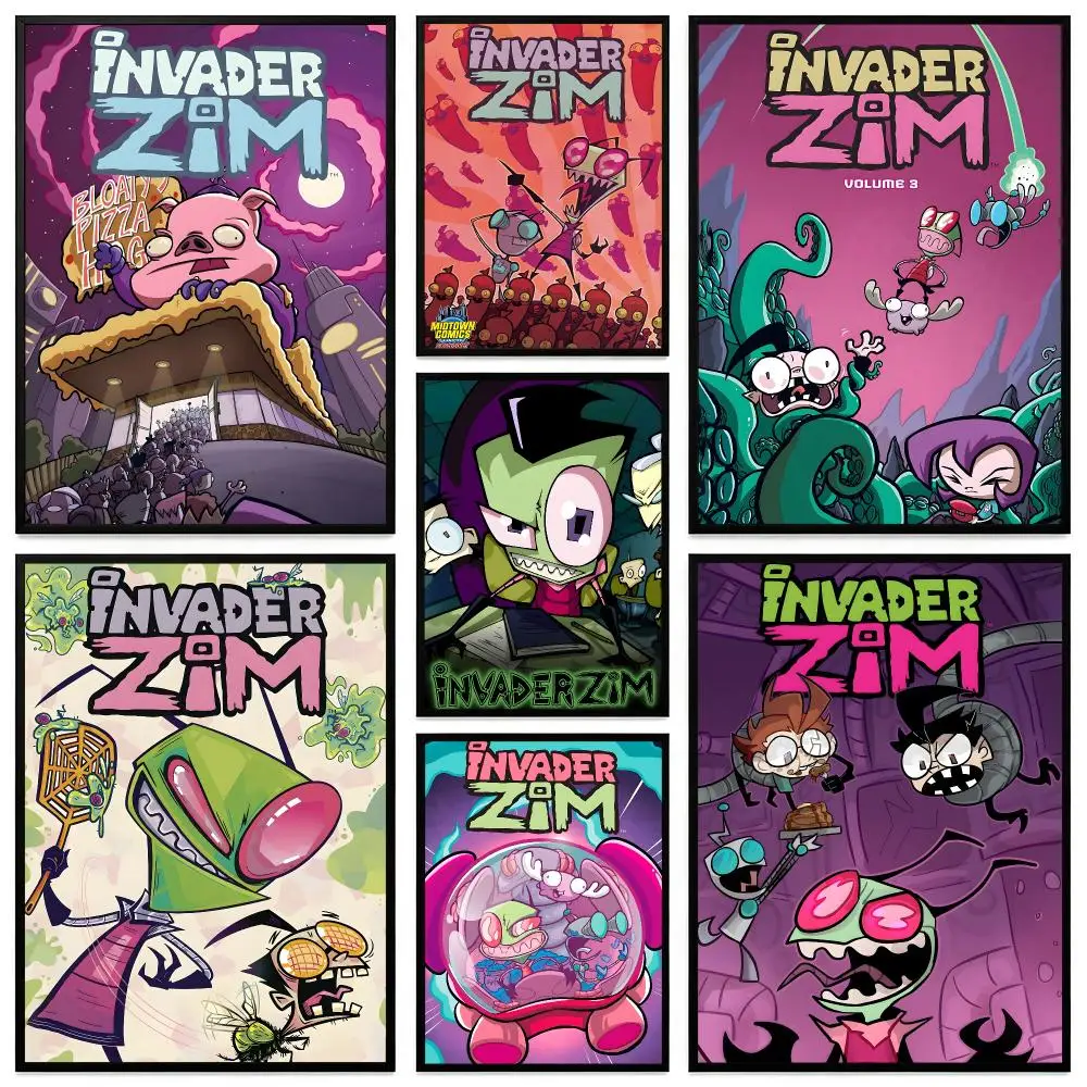 cartoon Invader Zim Poster Poster HD Frameless Preppy Style Wall Art Home Decor For Living Room Bedroom Gift