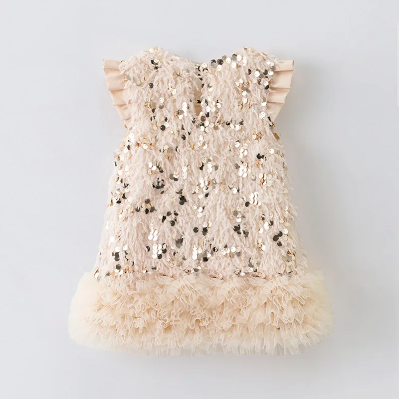 HOT Baby Girls TUTU Dress Kids Children Vest Dress Bow Sequins Princess Dress Spring Autumn Clothes 2-8 Years L429