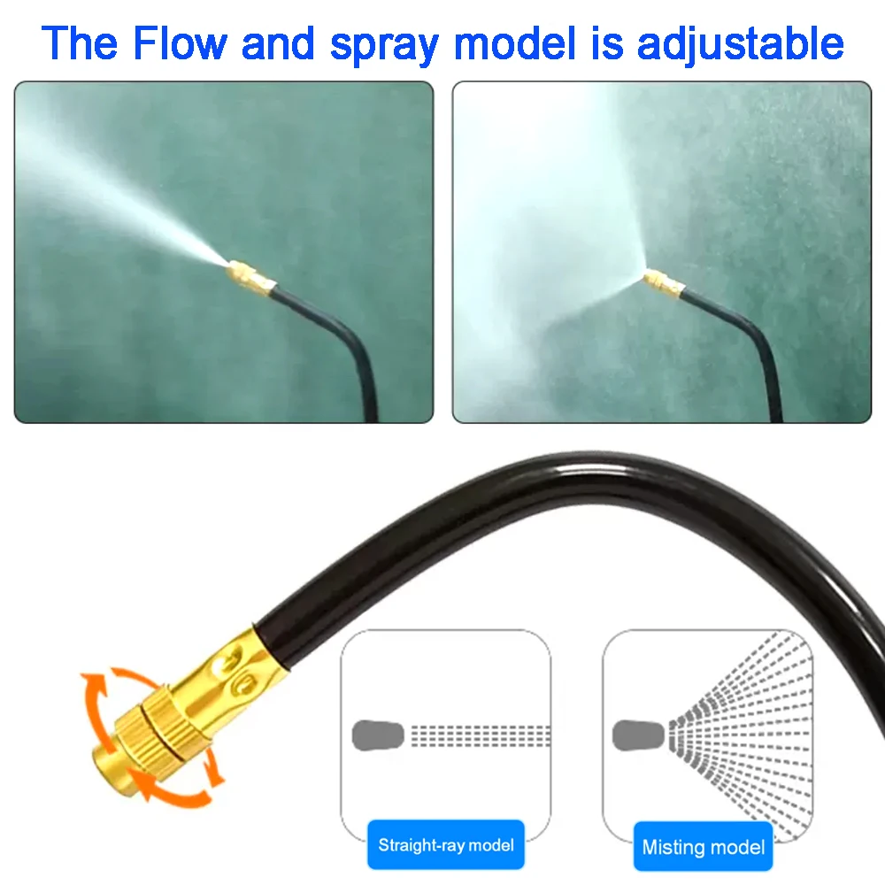 5/10pcs Adjustable Mist Sprinkler 360° Rotating Copper Sprayers 8mm Straight Push Lock Joint Garden Humidification Watering