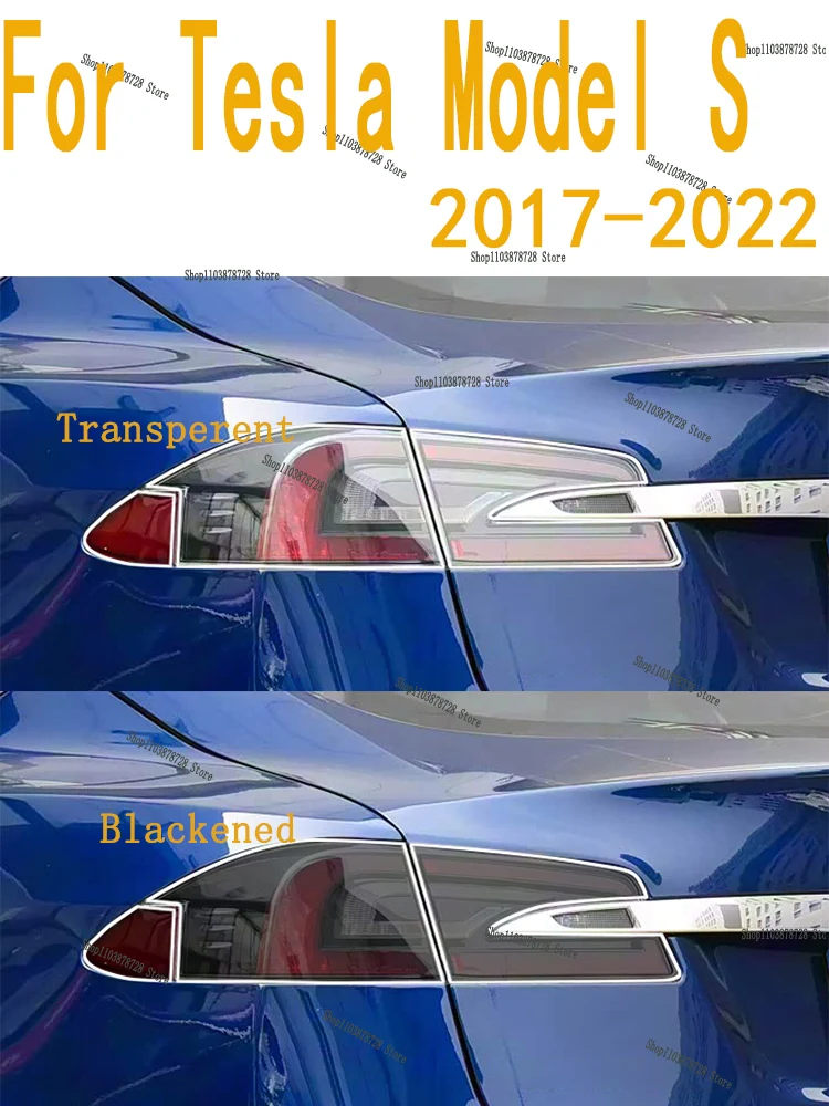 For Tesla Model S (2017-2022 ) Rear Headlamp Car Styling Sticker Headlamps TPU Smoked Black taillight Protector Film accessories