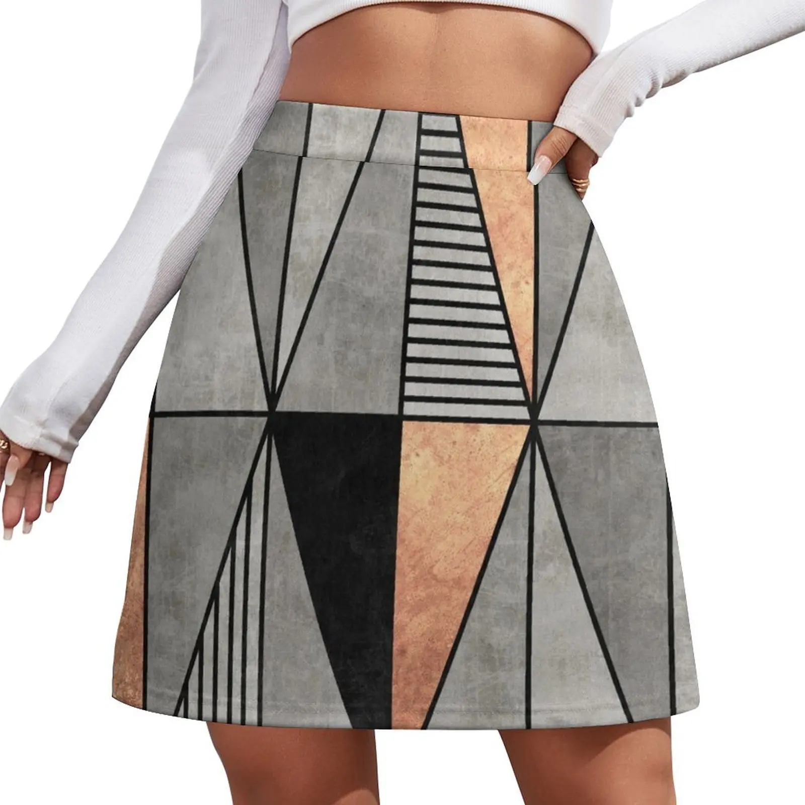 

Concrete and Copper Triangles Mini Skirt skirt set womens clothing Skirt for girls Mini