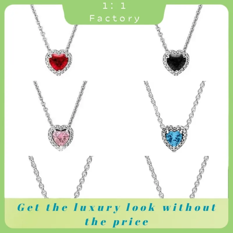 2024 New Lover's Gift Jewelry: Heart-Shaped 925 Silver Necklace with Red & Pink & Blue & White Hearts.