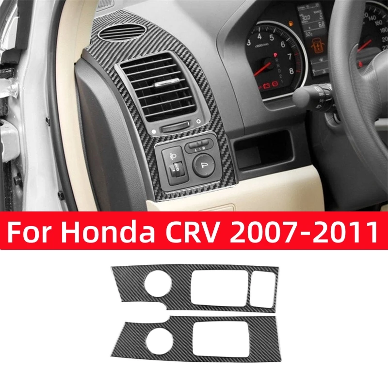 

For Honda CRV 2007 2008-2011 Accessories Carbon Fiber Interior Car Dashboard Panel Both Sides Air Outlets Decor Frame Cover Trim