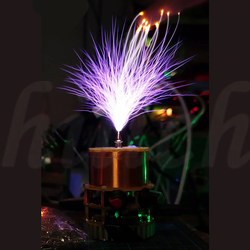 Cuộn Dây Tesla Công Cụ Dạy Học Bluetooth Không Dây Đèn Chiếu Sáng Cảm Ứng Sét Nhân Tạo Mini Âm Nhạc Đôi Lớp E Chắc Chắn