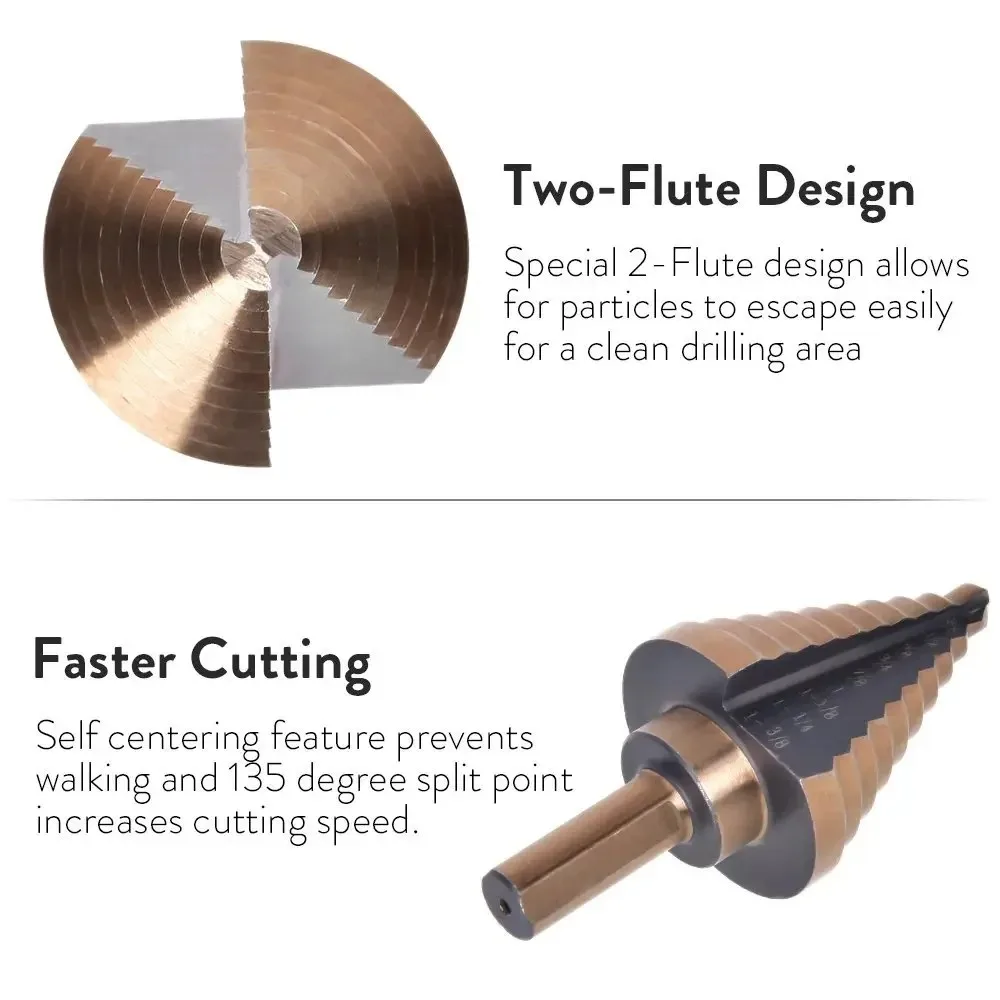 HSS 4241 Cobalt Multiple Hole 50 Sizes Step Drill Set Tools Aluminum Case Metal Drilling Tool for Metal Wood Step Cone Drill Bit