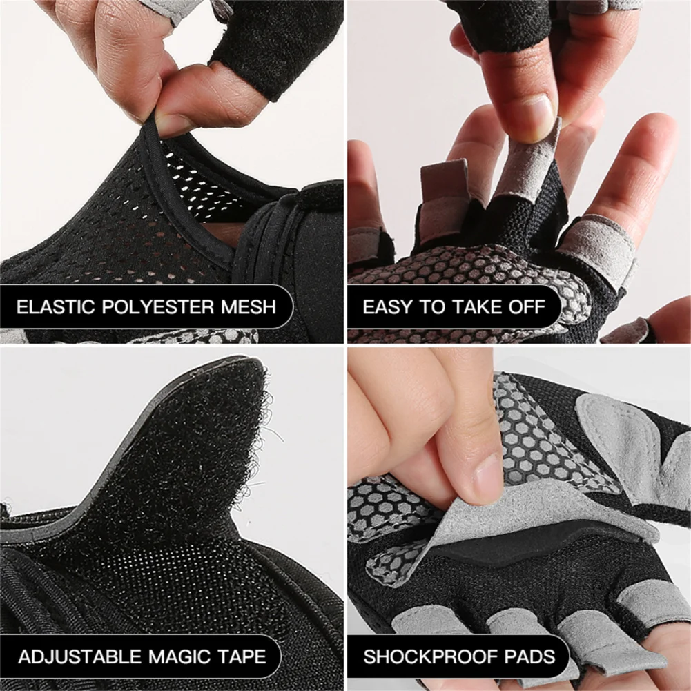 قفازات ركوب نصف إصبع للرجال والنساء ، بطانة سميكة ، تنفس ، ركوب الدراجات ، دراجة الطريق ، MTB ، دراجة