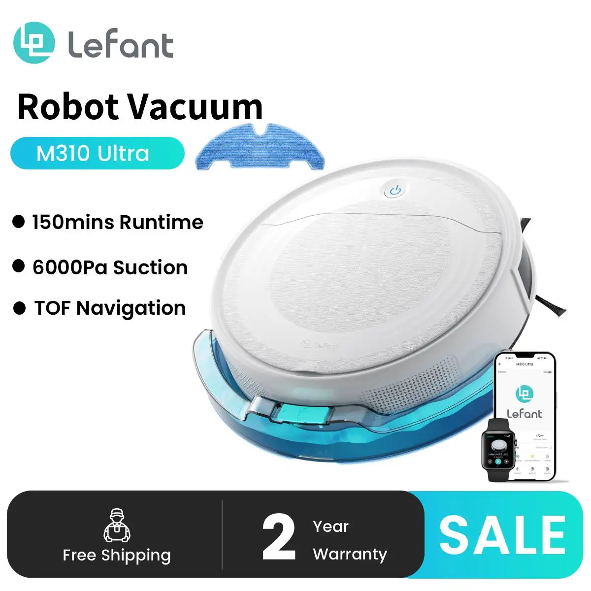 LEFANT M310 Ultra Robot Vacuum Cleaner with TOF LiDAR Navigation