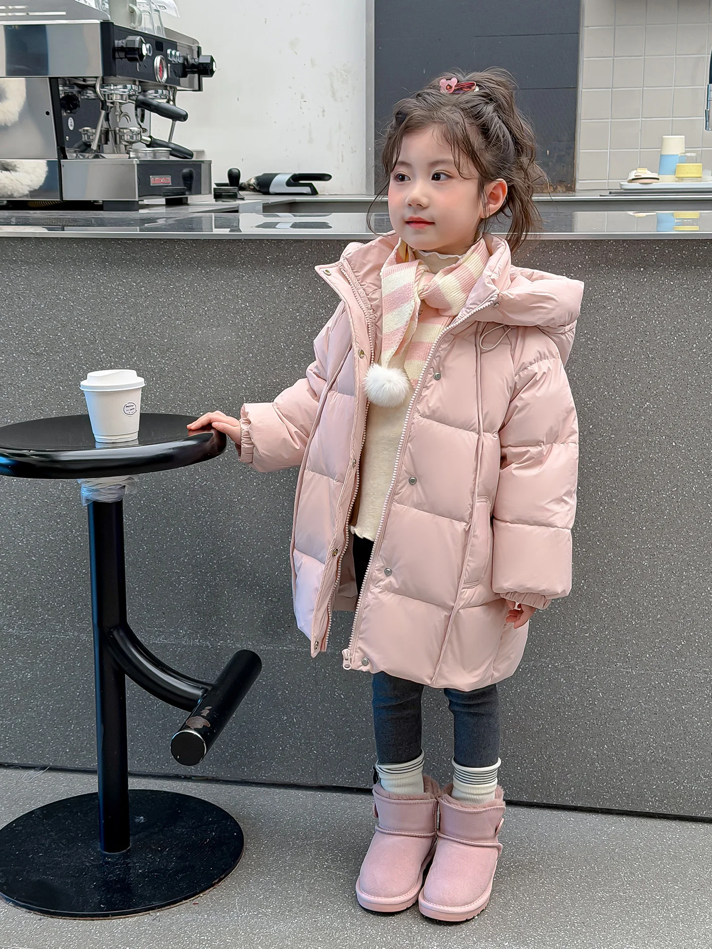 

Thiened Cotton Jaet for Girls Baby Winter Clothes Children's Outerwear Mid-Length Coat Sweet Sle Loose Fit Zipper Closure