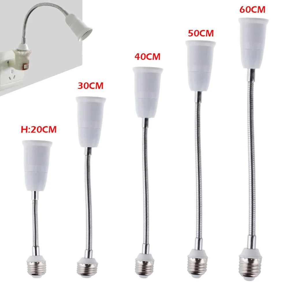 E27 LED Plug-in Flexible Extend Bulb Wall Base Lamp Light Bulb Extension Adapter Screw Holder Screw Adapter Converter White