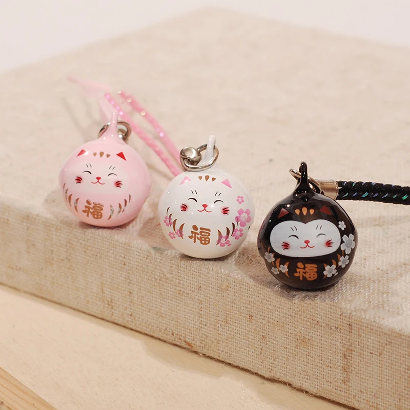Japan\'s Lucky Cat Phone Lanyard Bell Ornaments Japanese Car Bag Pendant Key Chain for Women Phone Chain Key Chain for Couples