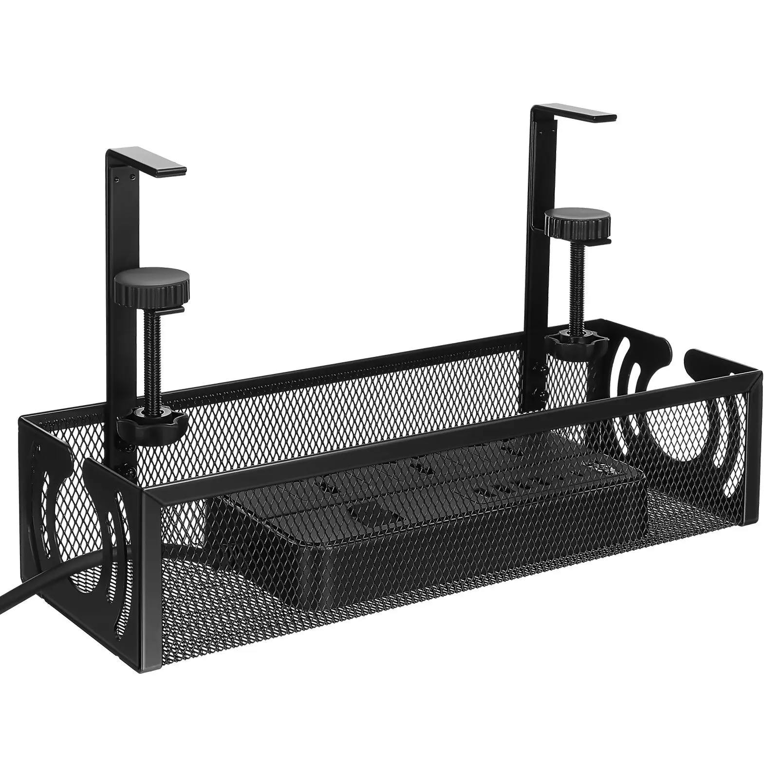 1Set Under Desk Wire Organizer Clamp Cable Management Tray Clamp on Desk Cord Holder Adjustable Non Slip Pad Wire Storage Basket