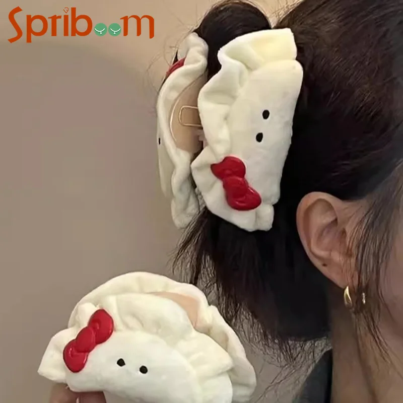 New Hair Clips Plush Dumpling Bow Knot Hair Claws Shark Clip Cute Fashion Accessories for Sweet Girl's Hair Funny Hairpin Gifts