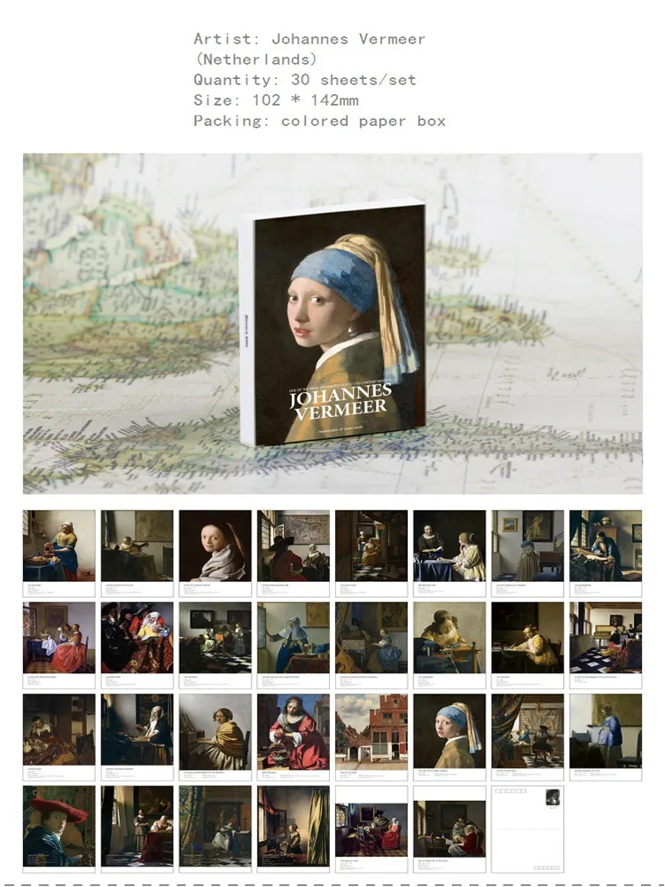 Großhandel in Boxpostkarten, Kunstthema, Gruß, Nachricht, Einladungskarte, Geschenk, Wunschpostkarte, 30-teilig, Retro-Sammlung, Wunschkarte – Detail 5