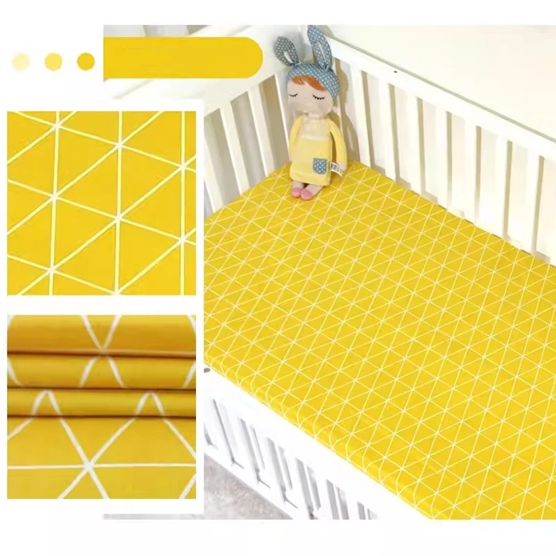 5PCS Cotton Crib Bedding Set Washable Crib Surround Bumper Baby Bed Sheets Bed Guardrail Anti-collision include( 4Bumpers+Sheet)