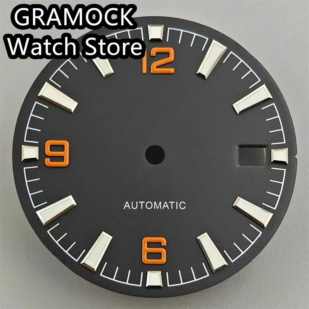 GRAMOCK 31mm Watch Dial Green Luminous Fit NH35 NH36 Movement Watch accessories Replacement accessories