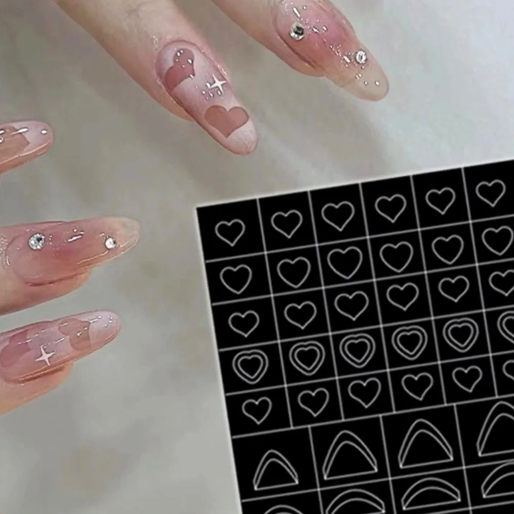 1pc Airbrush Stencil Nail Sticker Hollow Out French Nail Decals Star Heart Butterfly French Spray Printing Template Stencil Tool