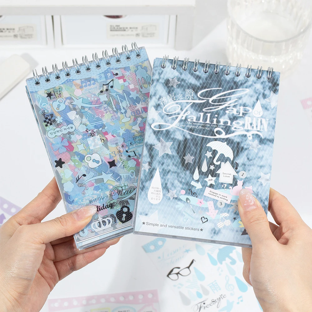 

30pcs/Bag Gap of Falling Rain Series PET Retro Coil Sticker Book Decorations & Calendar Markers Collage Elements