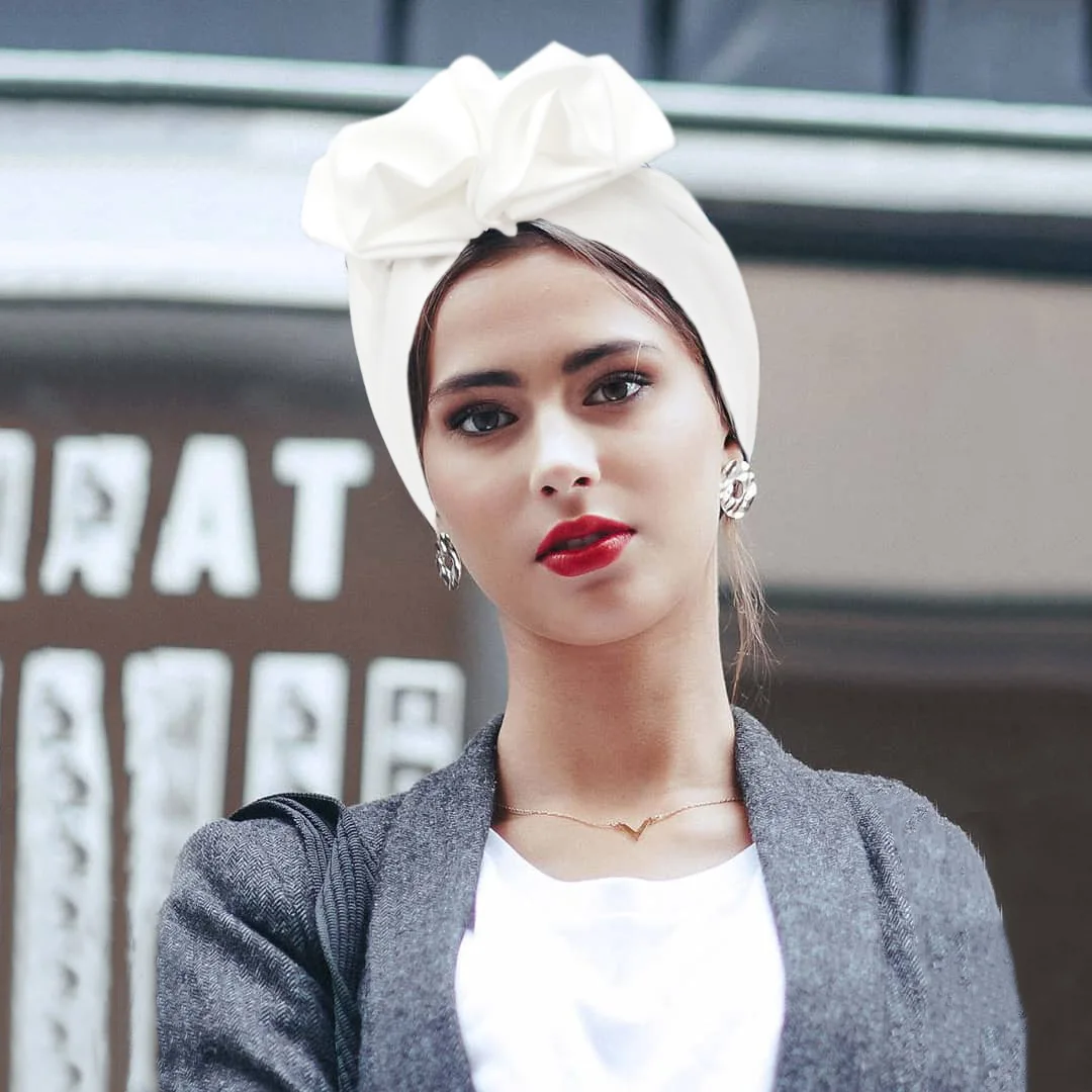 แอฟริกันหัว Wraps Elegant Retro Turban สำหรับผู้หญิงมุสลิม Headscarf หมวก Soild สีสุภาพสตรี Beanies หมวกมุสลิม Headpiece