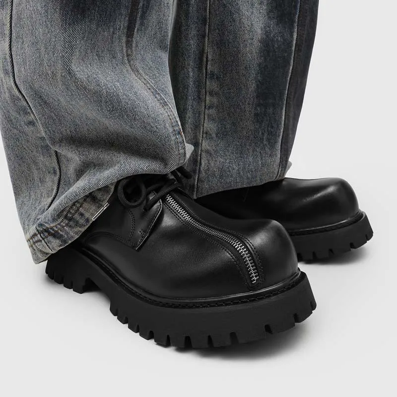 

Men's Business Shoes Lace-up Men Shiny Wide Foot Platform Casual Shoe British Chunky Male Derby Shoes Luxury Men's Dress Shoes