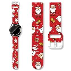 20mm 22mm Watch Band for Samsung Galaxy Watch 5/4/3/Active 2/Gear S3 Christmas Printed Silicone Strap Huawei Watch 3/Amazfit GTR
