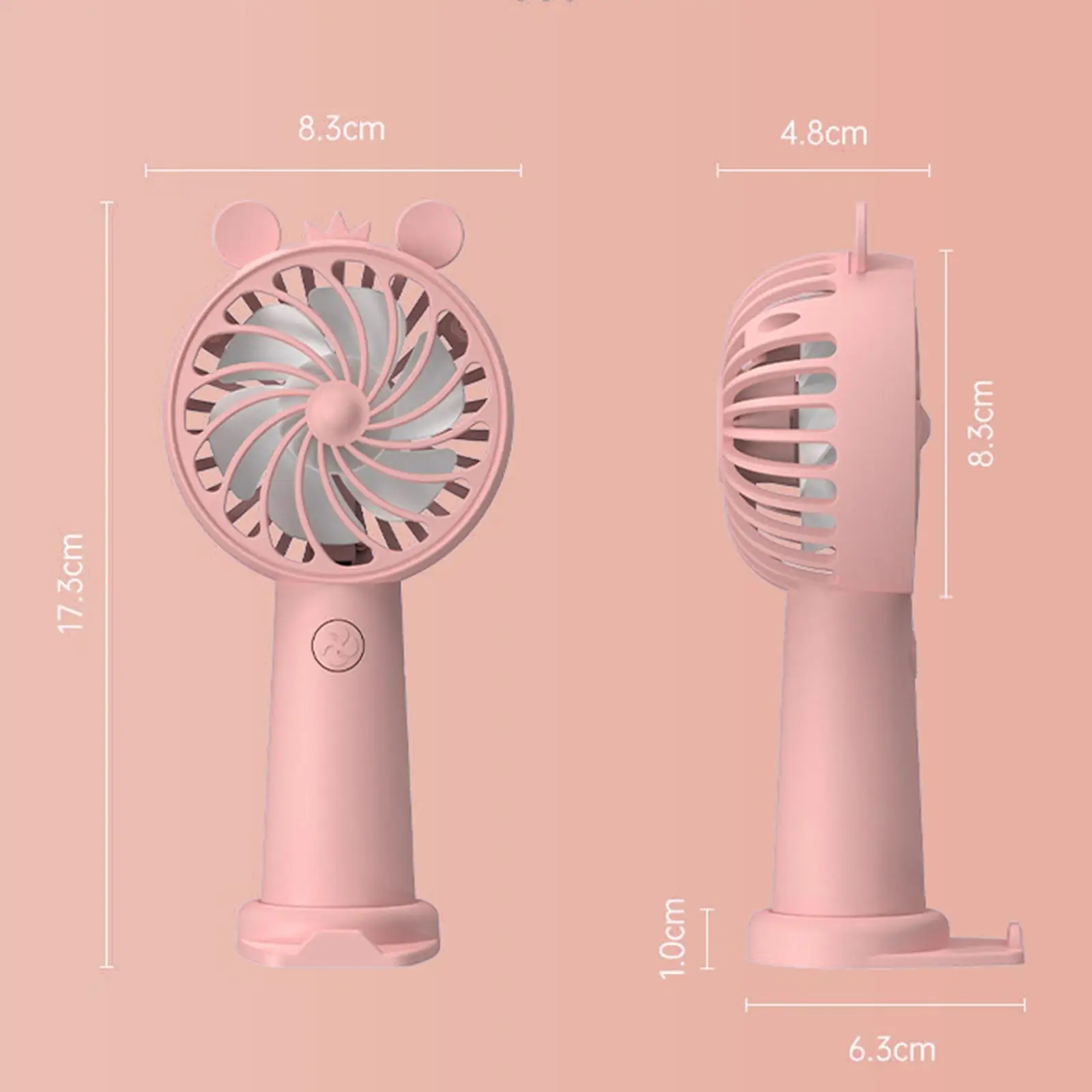 2xPersonal Fan with Phone Stand USB Rechargeable Table Cooling Fan for