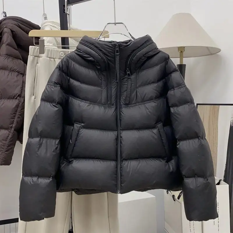 

Women's ort Du down Jaet Korean Sle Loose Fit Hooded Design Breathable Warmth Autumn Winter Faion Casual Coat