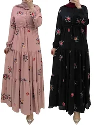 Abito da ricamo Eid per abiti da donna musulmana Party Abaya cintura Ramadan marocco Kaftan Vestidos Largos Dubai turchia Robe Jalabiya