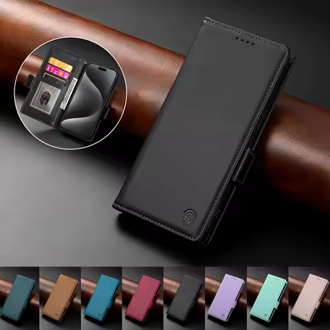 Leather Card Wallet Flip Cover Holder Phone Case For Samsung Galaxy S25 Ultra Edge S24 S23 S22 S21 S20 S10 S9 S8 Plus FE S10E