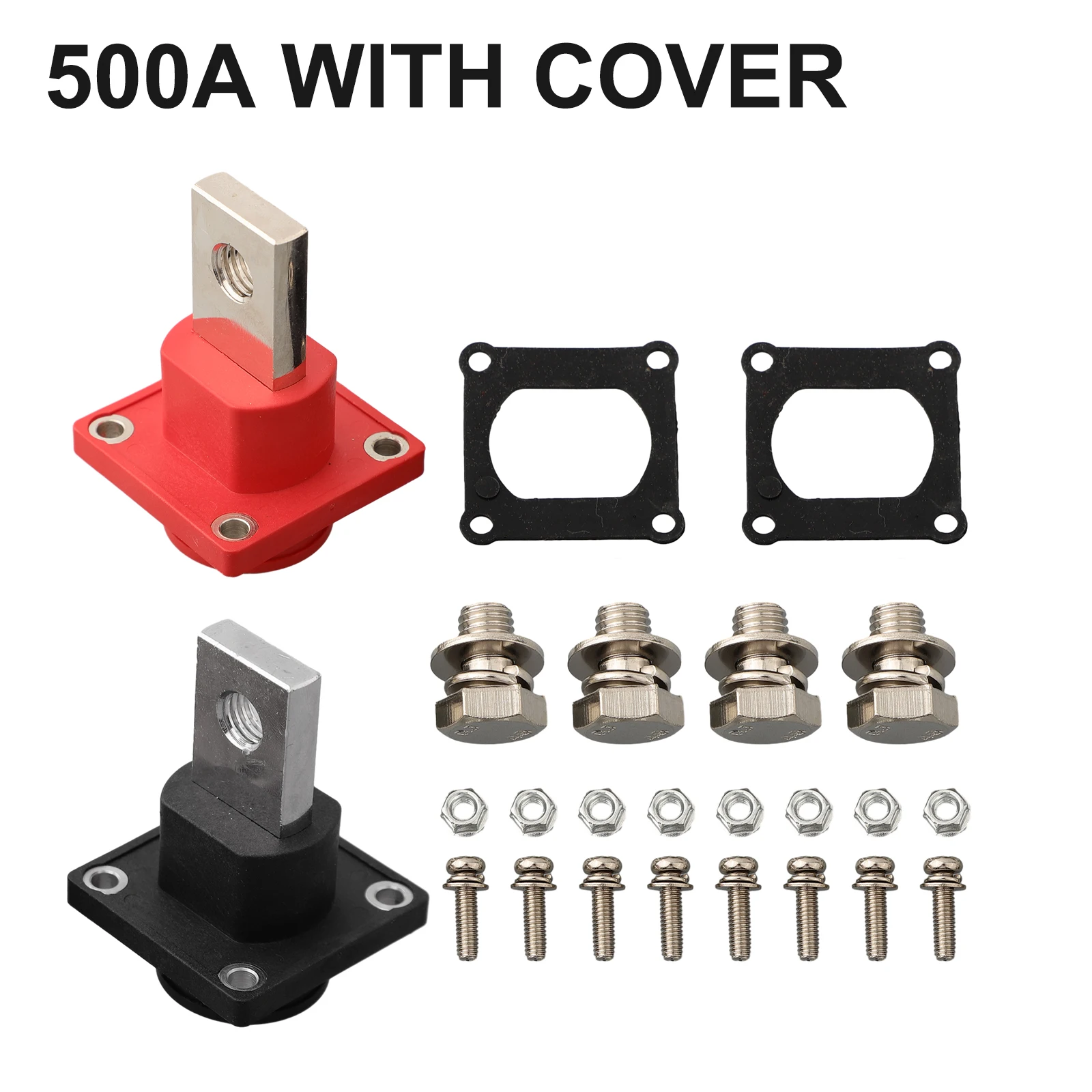 Connecteur de batterie à courant élevé à travers le mur, batterie au lithium tout en cuivre, borne de stockage d'énergie, 500A, 2 pièces