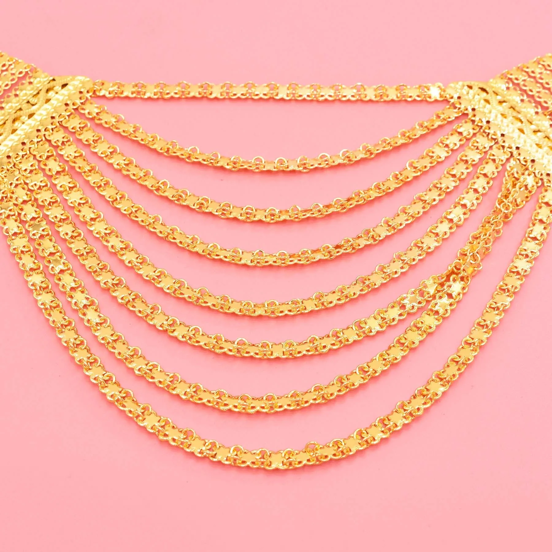 Fashion Multi-layer Drop Golden Color Alloy Punk Necklace for Women Men Party Travel Jewelry Accessories Long Tassel Necklace