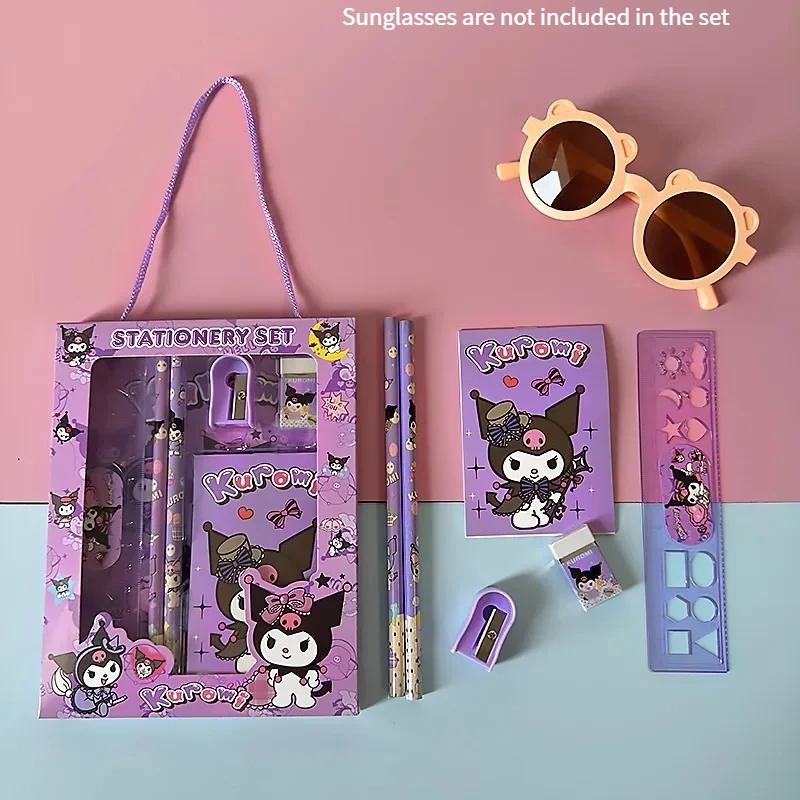 6-teiliges Set Hello Kitty Schreibwaren-Set Melody Kuromi Cinnamoroll Zurück-zur-Schule Schreibwaren-Geschenk Kinder-Belohnungsgeschenk