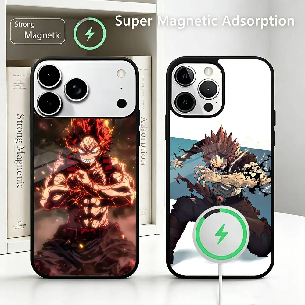Anime M-MHA K-Kirishima Phone Case For IPhone17 16 15 14 13 12 11  Pro Max Plus Wireless Charger Cover Funda