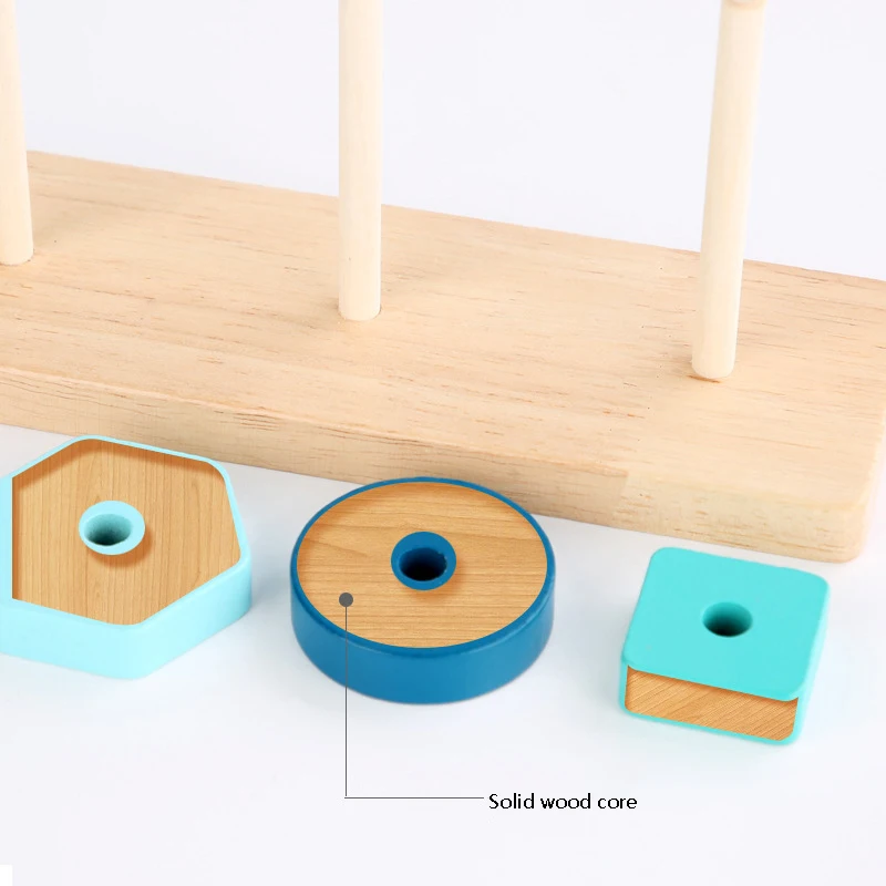 Set di abbinamento animali in legno Tavola di smistamento geometrica Giocattolo educativo per bambini Puzzle impilato Regalo per torre pilastro per bambini