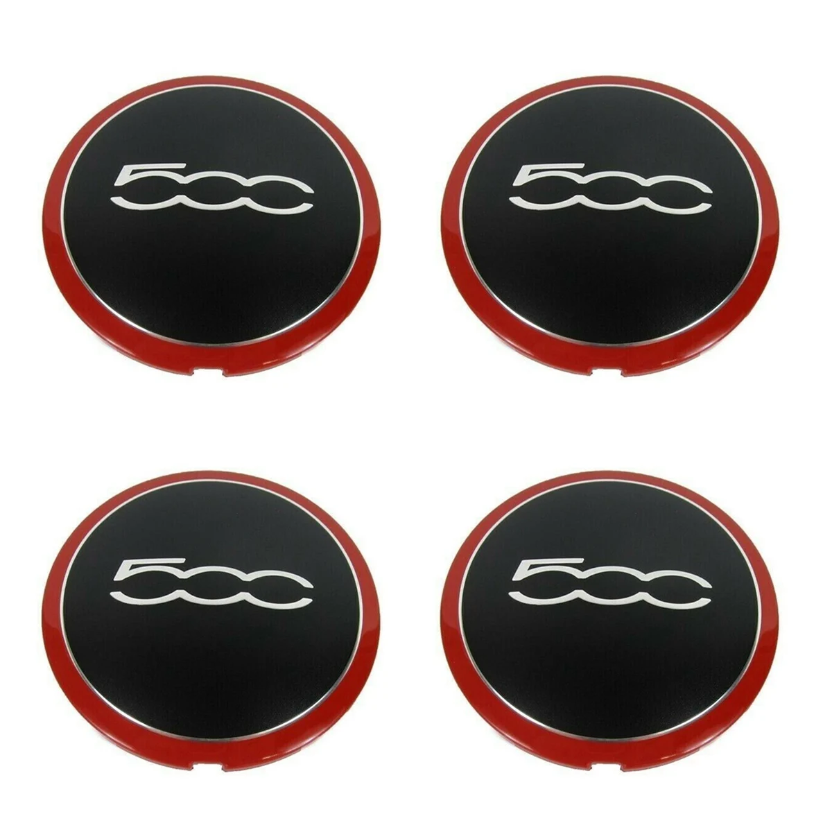 4Pcs 133mm Hubcap for Fiat 500 Wheel Centre Hub Caps Emblem Sticker 68078419AC 68078421AC 51884863 Red