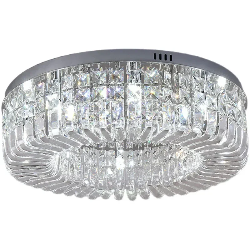 Plafonnier LED en cristal doré au design moderne, éclairage d\'intérieur, luminaire décoratif de plafond, idéal pour un salon ou une salle à manger