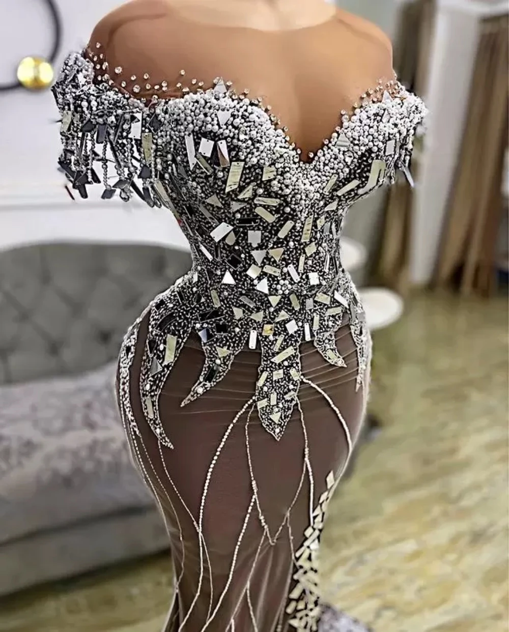 Vestidos De fiesta De lujo De talla grande estilo árabe sirena con abertura lateral apliques De lentejuelas con cuentas vestidos De fiesta De noche 2023 batas De Soirée