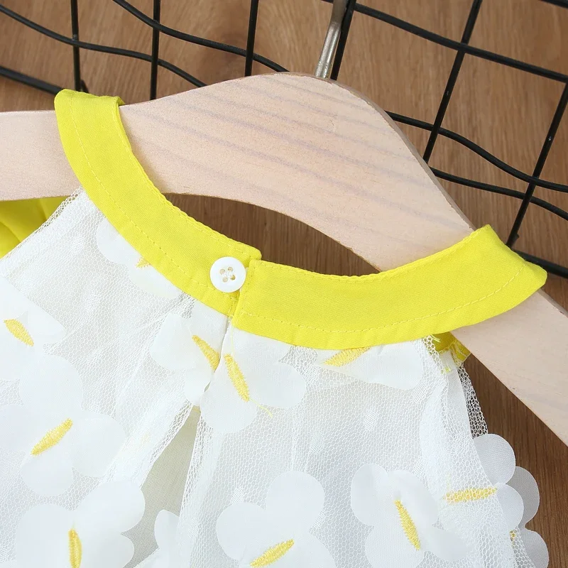 فستان شبكي للأطفال مع زخرفة القوس ، ثوب حفلة للفتيات ، ملابس أطفال ، خلع ملابس جديدة ، الصيف #5