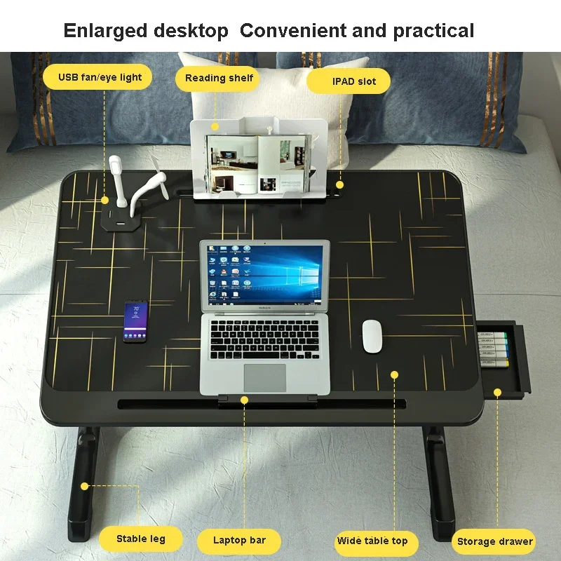 Bed Desk Small Table Plus-Sized Laptop Desk Foldable Lazy Table Dormitory Students Lap Desk