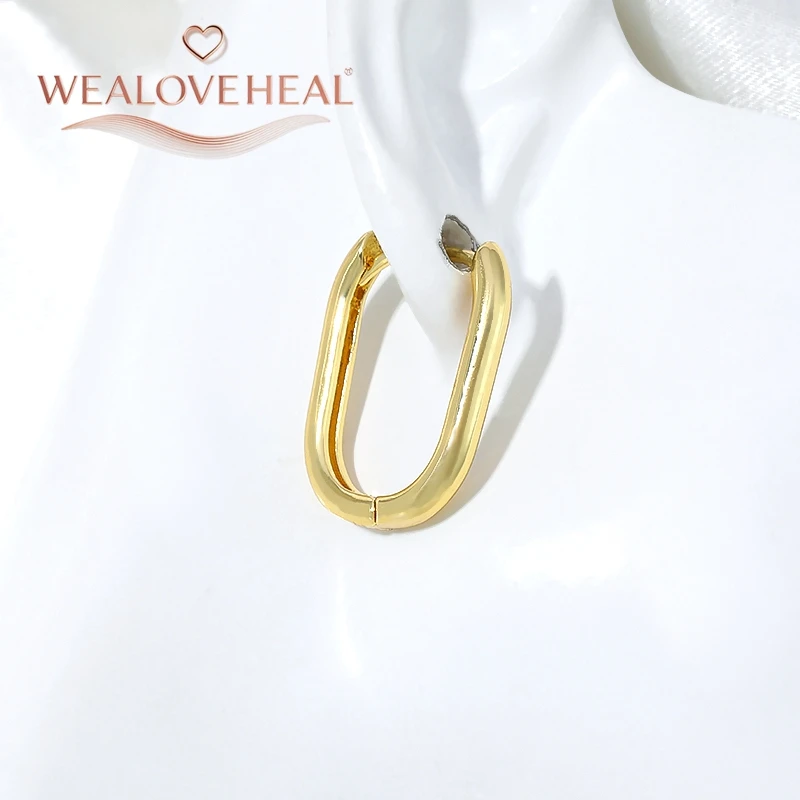 ohrringe, ohrringe damen, 18K Vergoldete Messing Ovale Huggie Creolen für Damen Glatte Minimalistische Geometrische Alltagsschmuck Valentinstag Geburtstagsgeschenk – Detail 19