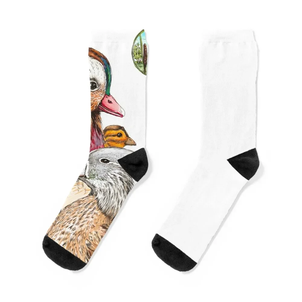 

Mandarin ducks Socks warm winter Novelties retro Men Socks Women's