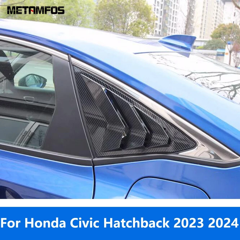 

Для Honda Civic Hatchback 2023 2024, углеродное волокно, заднее окно, жалюзи, боковая вентиляционная крышка, накладка, аксессуары, Стайлинг автомобиля