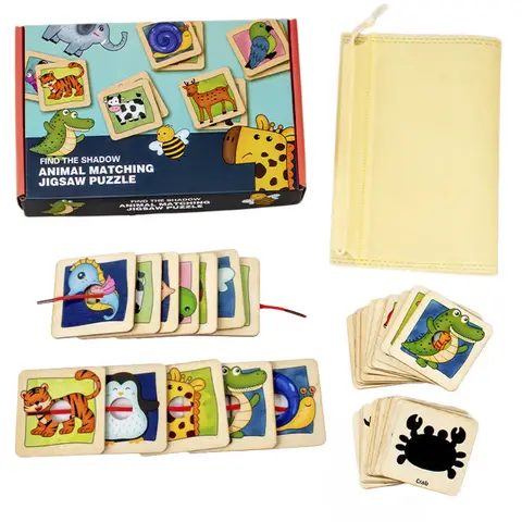 Wooden Animal Fur Pattern Matching Board Puzzle Montessori Logical Thinking Fine Motor Training Board Game Educational Toys