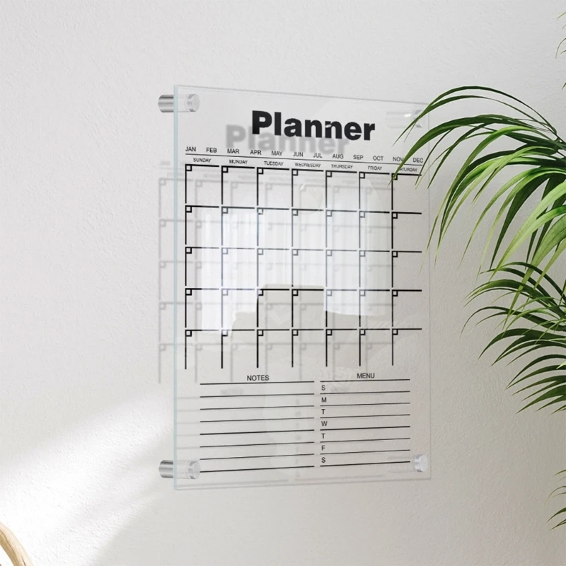 Acrylic Calendar for Wall with Marker Mounting Hardware Monthly Weekly Planner Board for Home, Office, Kitchen H8WD