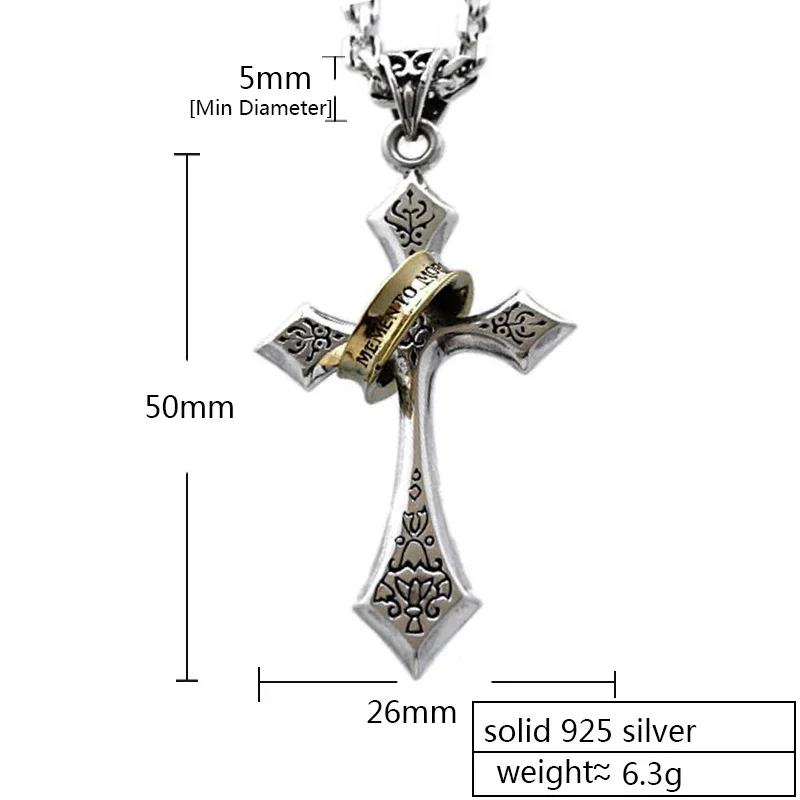 ZABRA 925 Sterling Silver Jesus Christ Cross Pendant for Men Women Sculpture Fine Vintage Accessories Fashion Religion Jewelry