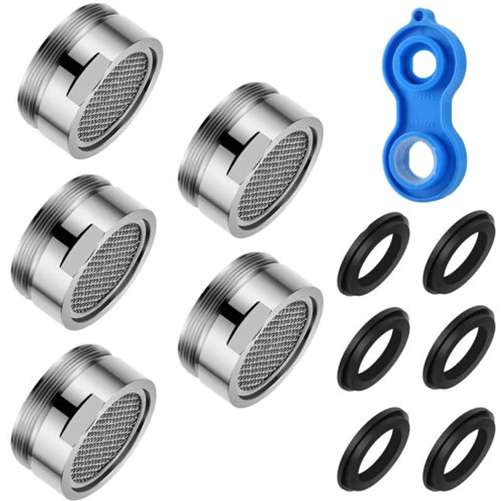 5 PCS Water Saving Faucet Aerators M24 Water Tap Perlators Regulator Bathroom Water Parts Element Mixing Nozzles Wrench